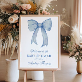 Välkomstskylt för Blue Bow Pojke Shower Poster