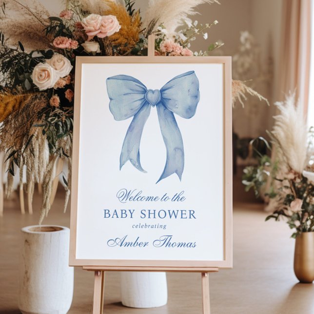 Välkomstskylt för Blue Bow Pojke Shower Poster (Skapare uppladdad)
