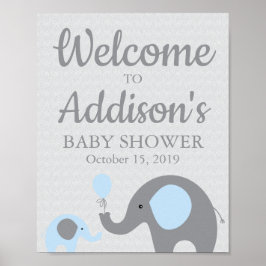 Välkomstskylt för Blue Elephant Baby Shower Poster