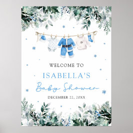 Välkomstskylt för Blue jul Santa Baby Baby Shower Poster
