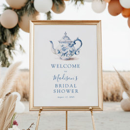 Välkomstskylt för Blue Möhippa Tea Party Möhippa Poster