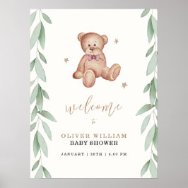 Välkomstskylt för Boho Bear Forest Baby Shower Poster