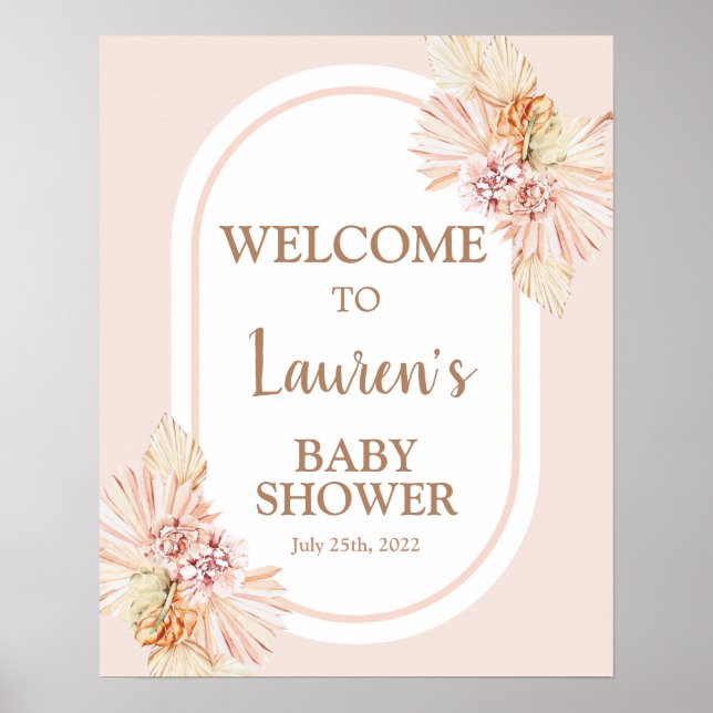 Välkomstskylt för  Boho Desert Baby Shower Girl Poster (Framsidan)