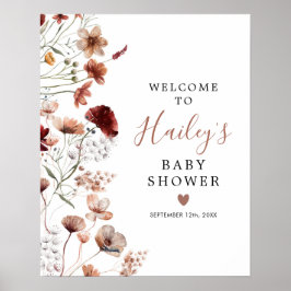 Välkomstskylt för Boho Fall WildblomBaby Shower Poster