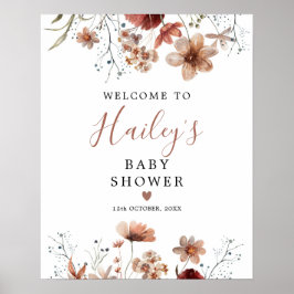 Välkomstskylt för Boho Fall WildblomBaby Shower Poster
