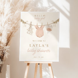 Välkomstskylt för Boho Girl Clothesline Baby Showe Poster