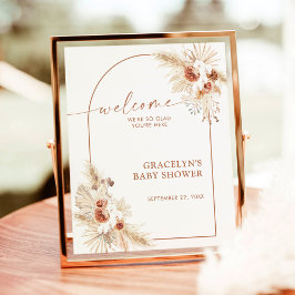 Välkomstskylt för Boho Pampas Grass BABY Shower Poster