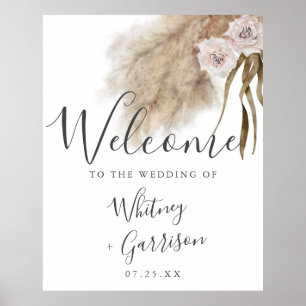 Välkomstskylt för Boho Pampas Grass Botanical Bröl Poster