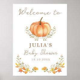 Välkomstskylt för Boho Pumpkin Fall Foliage Baby S Poster