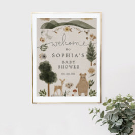Välkomstskylt för Boho Woodland Baby Shower Poster