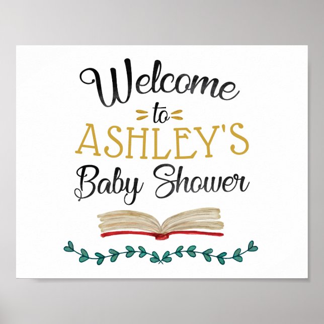 Välkomstskylt för bokar och Brunch Baby Shower Poster (Framsidan)