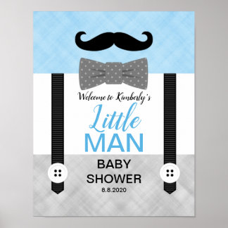 Välkomstskylt för Bow Blue grått pojke Poster