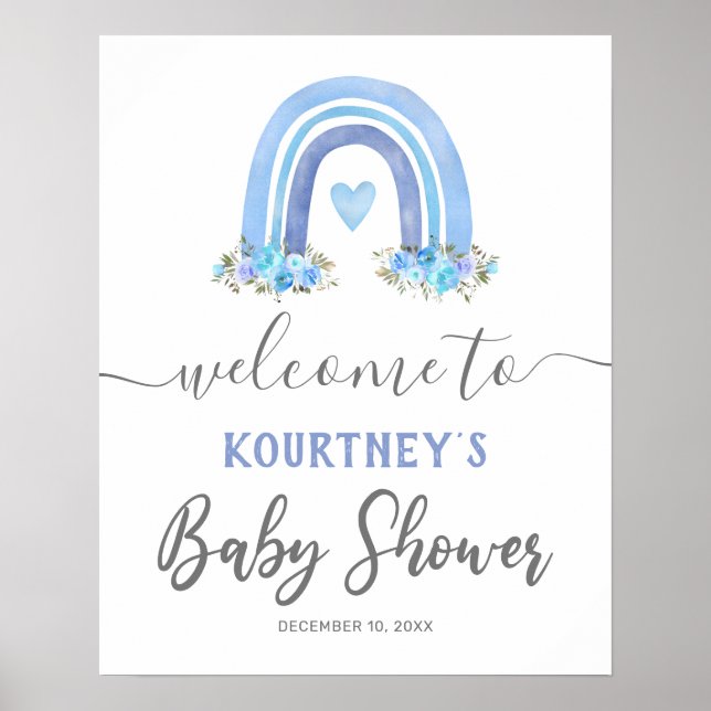 Välkomstskylt för Boy Boho Rainbow Baby Shower Poster (Framsidan)