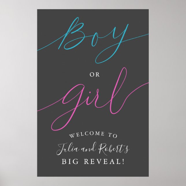 Välkomstskylt för Boy eller Girl Gender Reveal Par Poster (Framsidan)