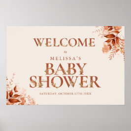 Välkomstskylt för Brev Fall Baby Shower på Blommig Poster