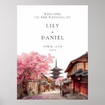 Välkomstskylt för bröllop i Kyoto Japan