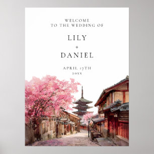 Välkomstskylt för bröllop i Kyoto Japan Poster