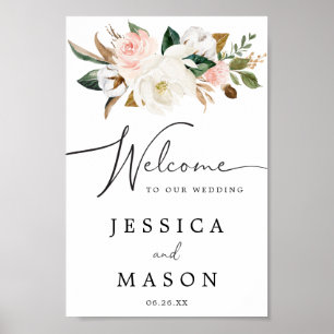 Välkomstskylt för Bröllop i Magnolia Cotton Poster