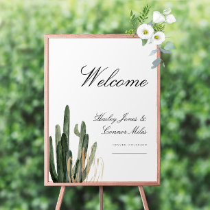 Välkomstskylt för Bröllop i Modern Saguaro Cactus Poster