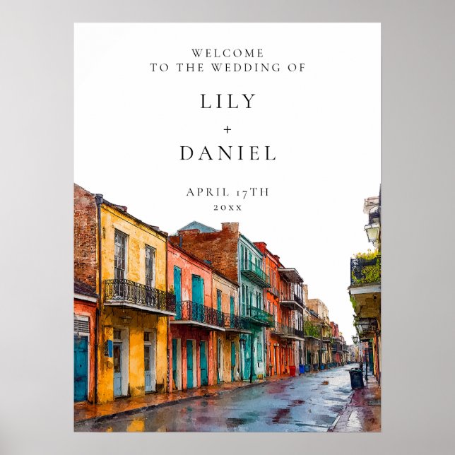 Välkomstskylt för bröllop i New Orleans Poster (Framsidan)