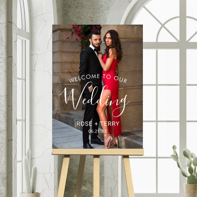 Välkomstskylt för bröllop med anpassad bild poster (Custom photo wedding welcome signs create a warm personal entrance for your celebration.)