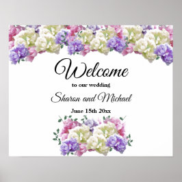 Välkomstskylt för bröllop med blandad blomsterbuke poster