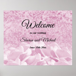 Välkomstskylt för bröllop med rosa rosor poster