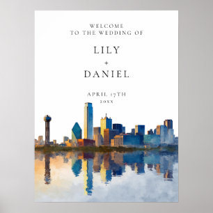 Välkomstskylt för bröllop med siluett av Dallas Poster