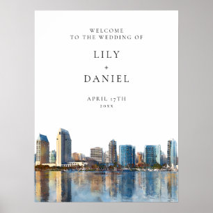 Välkomstskylt för bröllop med siluett av San Diego Poster