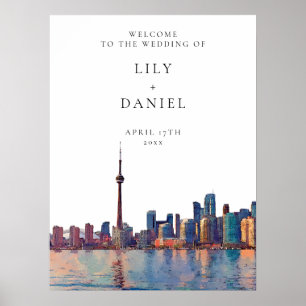 Välkomstskylt för bröllop med siluett av Toronto Poster