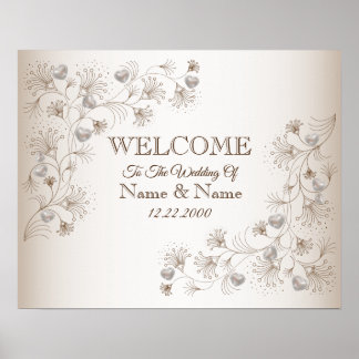 Välkomstskylt för bröllop Party Blommig Elegant Af Poster
