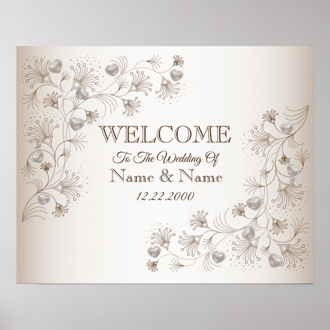 Välkomstskylt för bröllop Party Blommig Elegant Af Poster (Framsidan)
