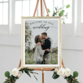 Välkomstskylt för bröllop Poster med foto