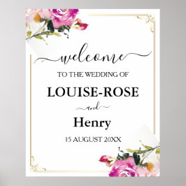 Välkomstskylt för bröllop - Rosa Roséguld Design Poster