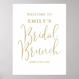 Välkomstskylt för bröllopsbrunch i Chic Gold Scrip Poster