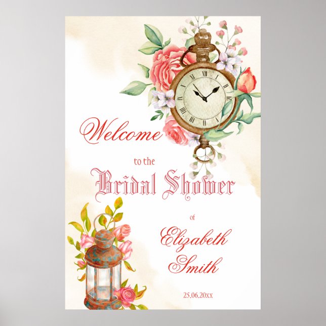 Välkomstskylt för bröllopsdusch dygnet runt poster (Framsidan)