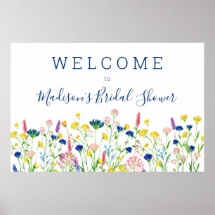 Välkomstskylt för bröllopsdusch i vildblomsterträd poster