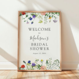 Välkomstskylt för bröllopsdusch i Wildflower Field Poster