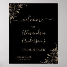 Välkomstskylt för bröllopsdusch med blomsterlinjer