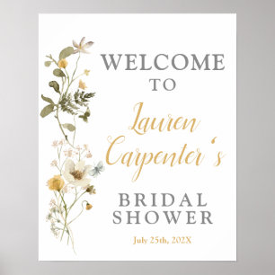 Välkomstskylt för bröllopsdusch med vilda blommor poster