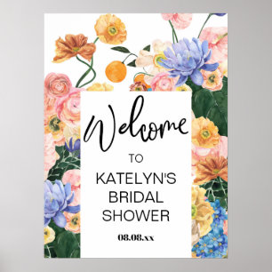 Välkomstskylt för bröllopsdusch med vilda blommor poster