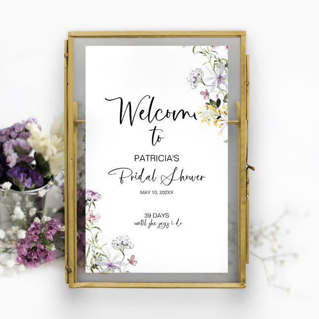 Välkomstskylt för bröllopsdusch med vilda blommor poster (Skapare uppladdad)