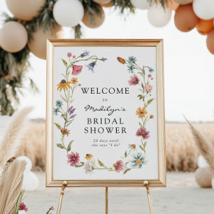Välkomstskylt för bröllopsdusch med vilda blommor poster