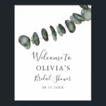 Välkomstskylt för bröllopsfest med eukalyptusgröns poster<br><div class="desc">Modern välkomstskylt för bröllopsfest med akvarellillustration av eukalyptus. Perfekt för din sommarfest.</div>