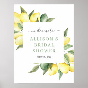 Välkomstskylt för bröllopsfest med lemon vattenfär poster