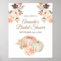 Välkomstskylt för bröllopsfest med pumpa höst i kä