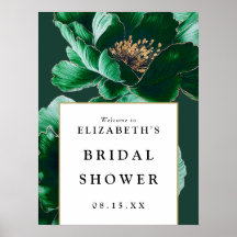 Välkomstskylt för bröllopsfest med smaragdgröna bl