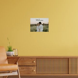 Välkomstskylt för bröllopsfotografi med script-tec poster