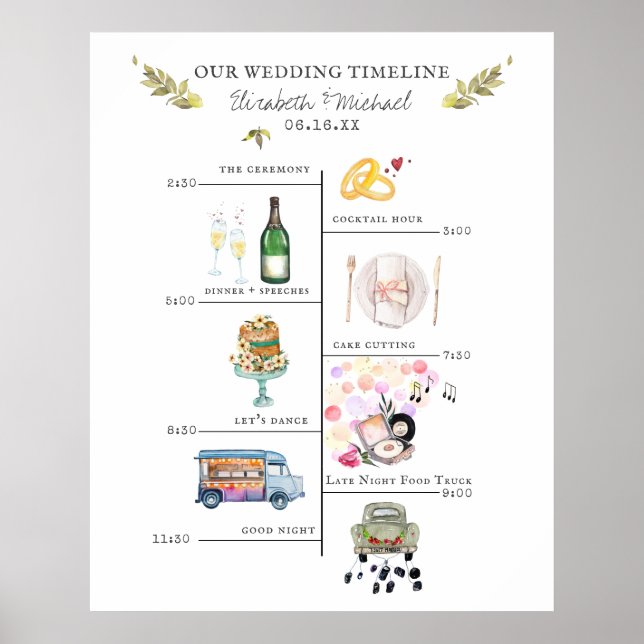 Välkomstskylt för bröllopsprogram poster (Framsidan)