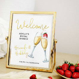 Välkomstskylt för Brunch och BubLY Champagne Glass Poster